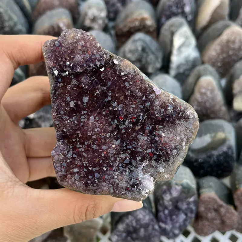 Small Colorful Amethyst Cluster Geode Paperweight - Desk Mineral Specimen