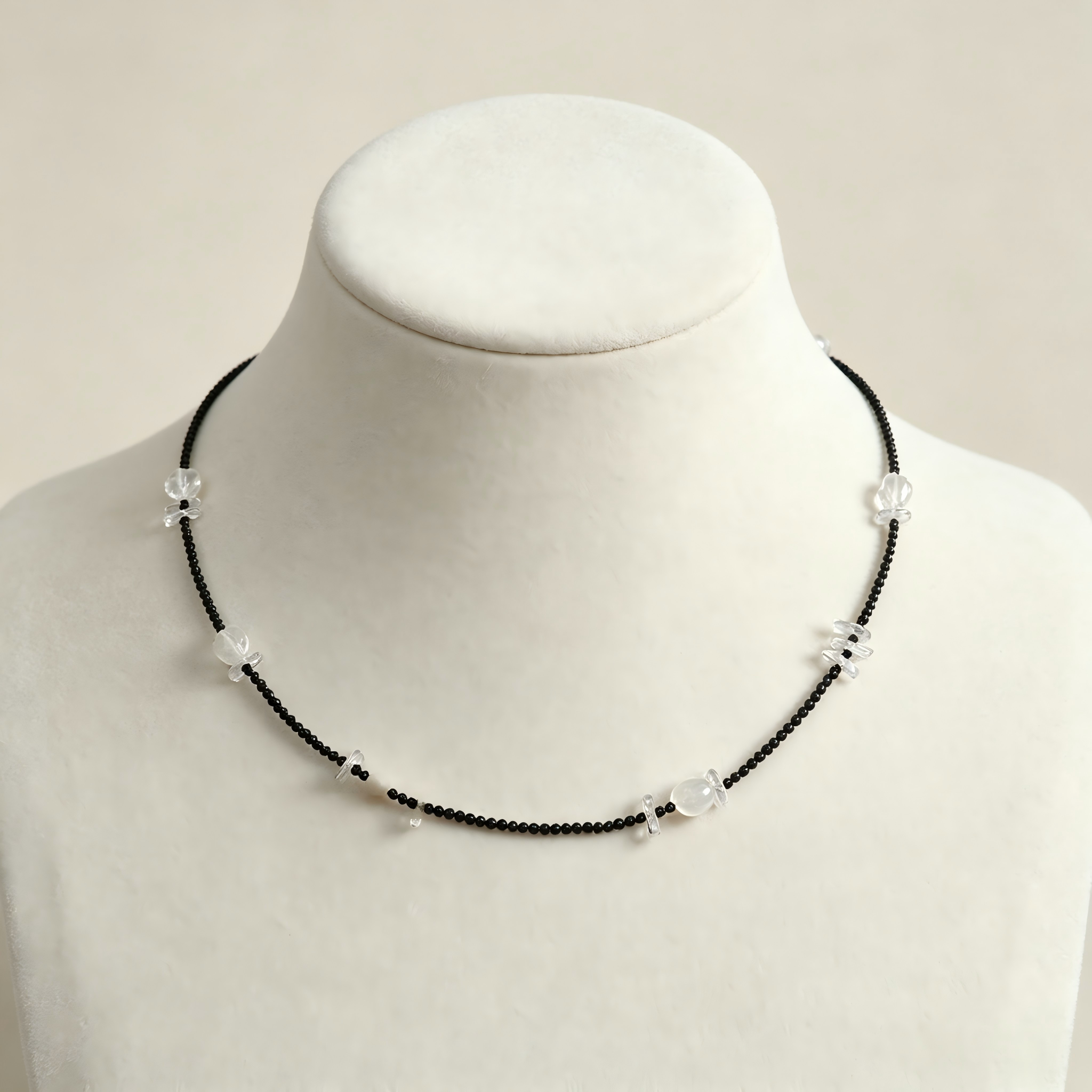 Dainty Clear Crystal Black Seed Bead Crystal Jewelry