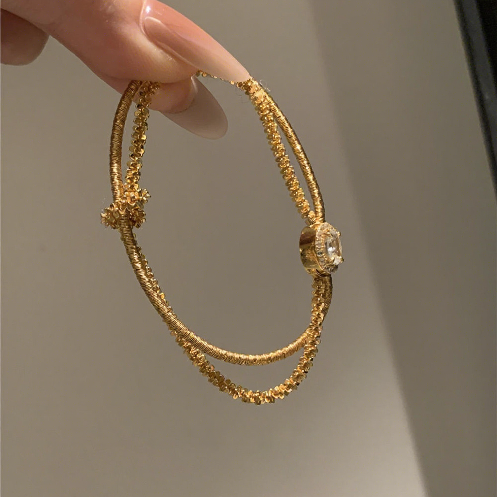 Hisera Super Heavy Workmanship Double Layer Crystal Jewelry