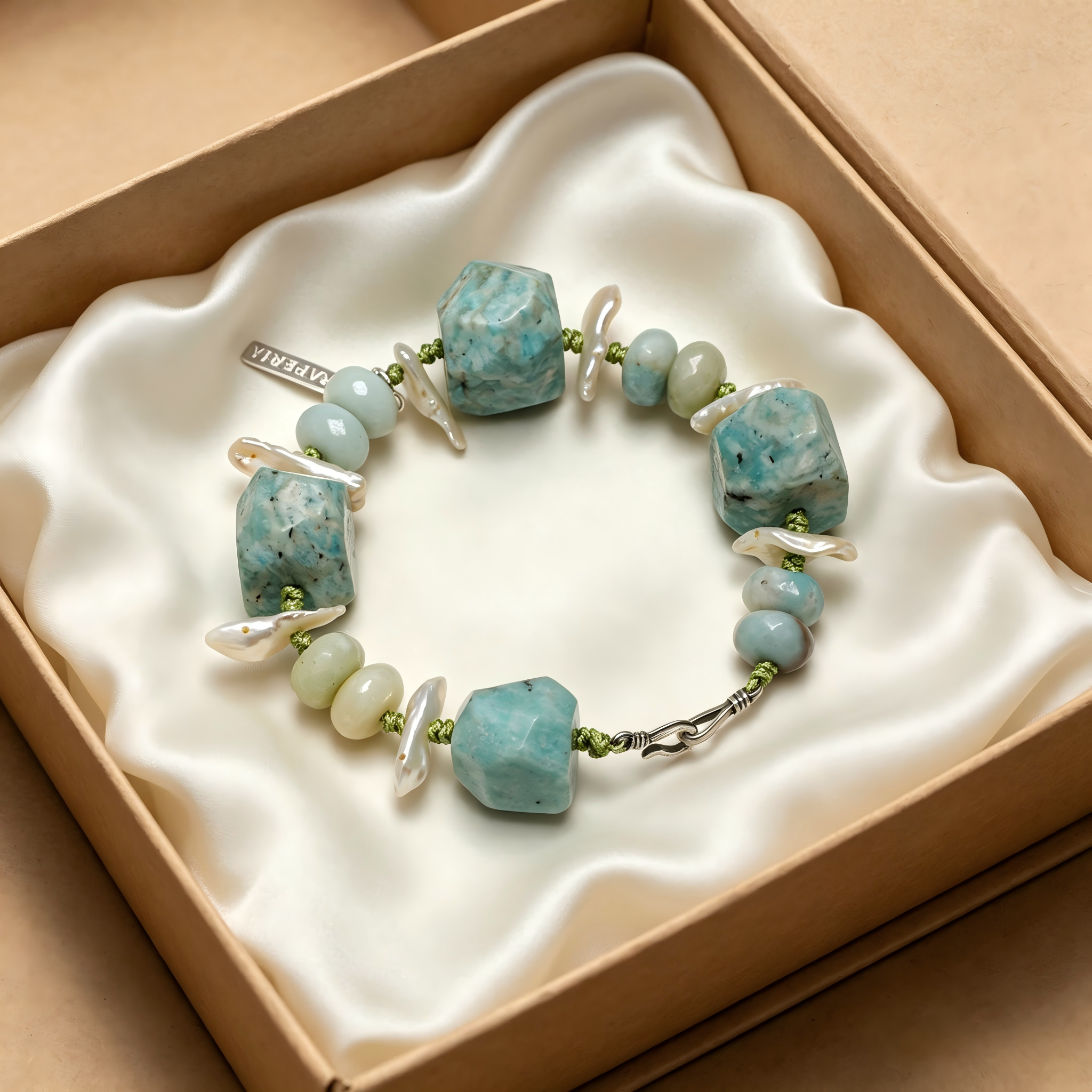 Adjustable Braided Beaded Bracelet Raw Light
