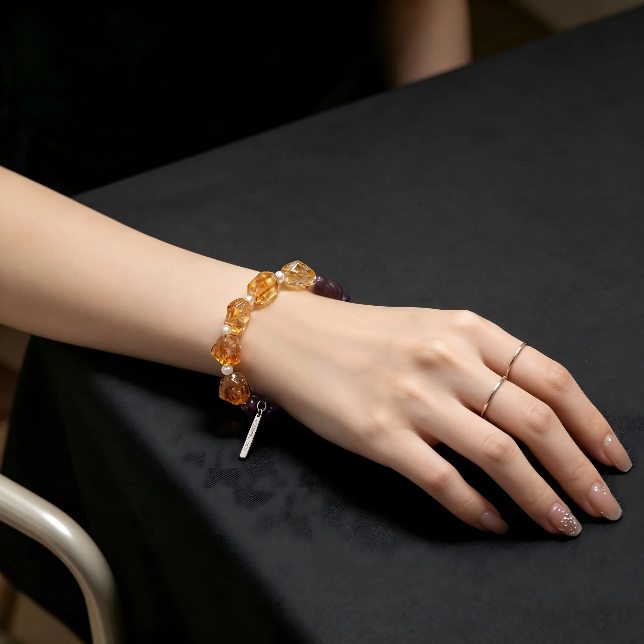Natural Crystal Beaded Bracelet Irregular Citrine