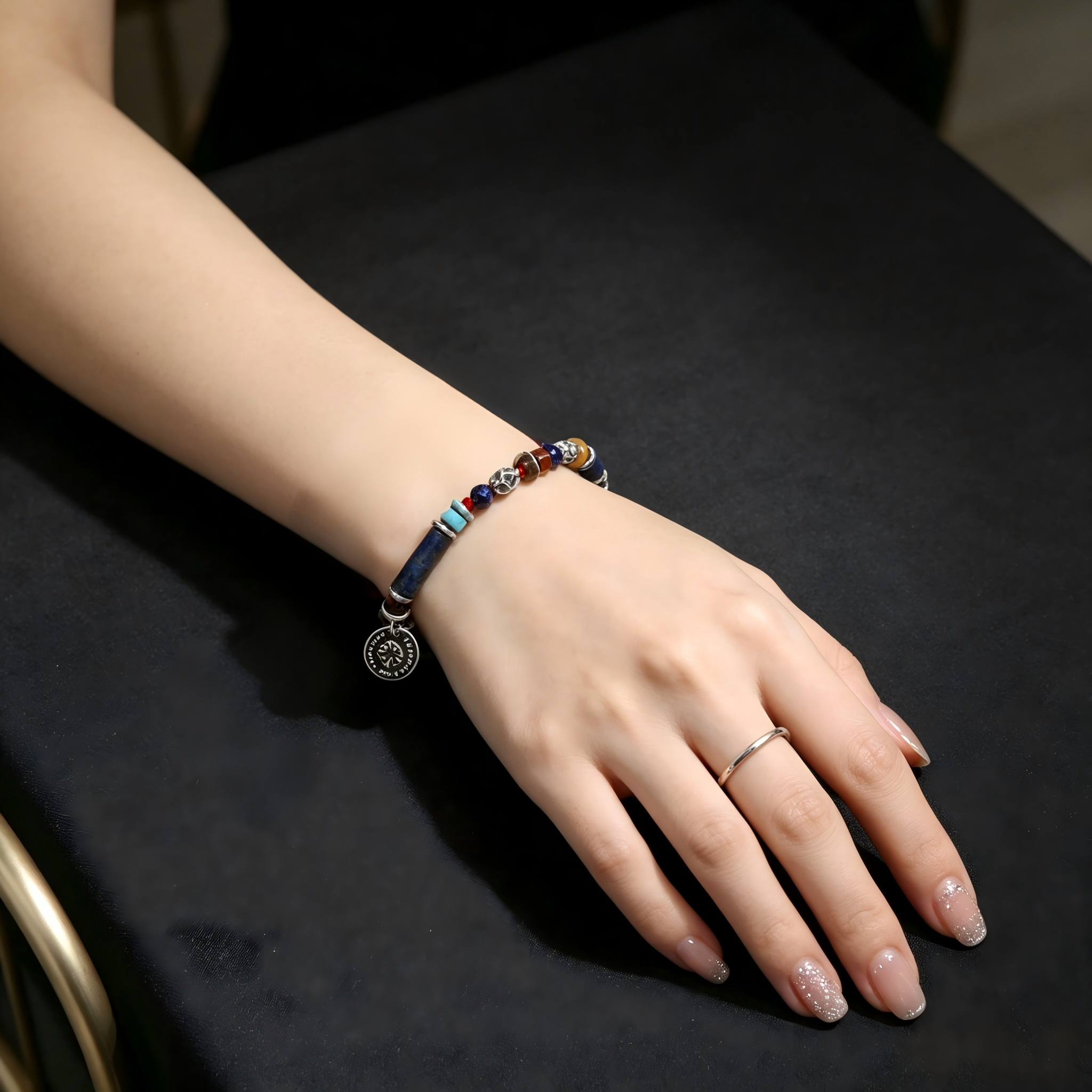 Vintage Sodalite Tube Bead Bracelet Mixed