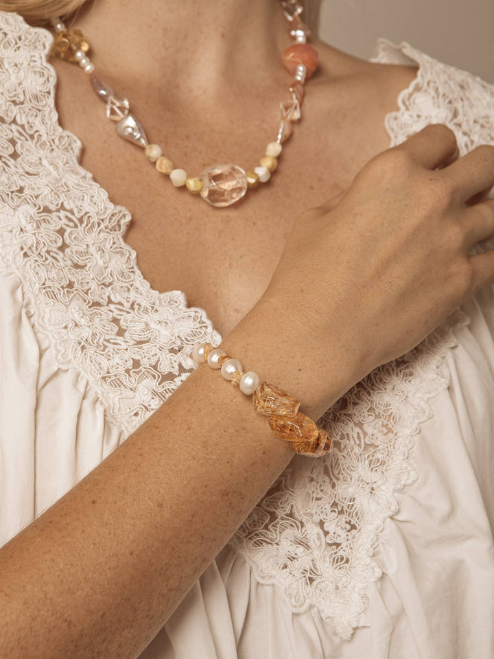 Hisera Freshwater Pearl Amethyst Money-Bringing Bracelet - E