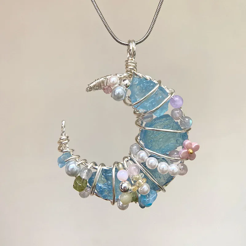 Hisera Aquamarine Amethyst Pink White Crystal Crystal Jewelry