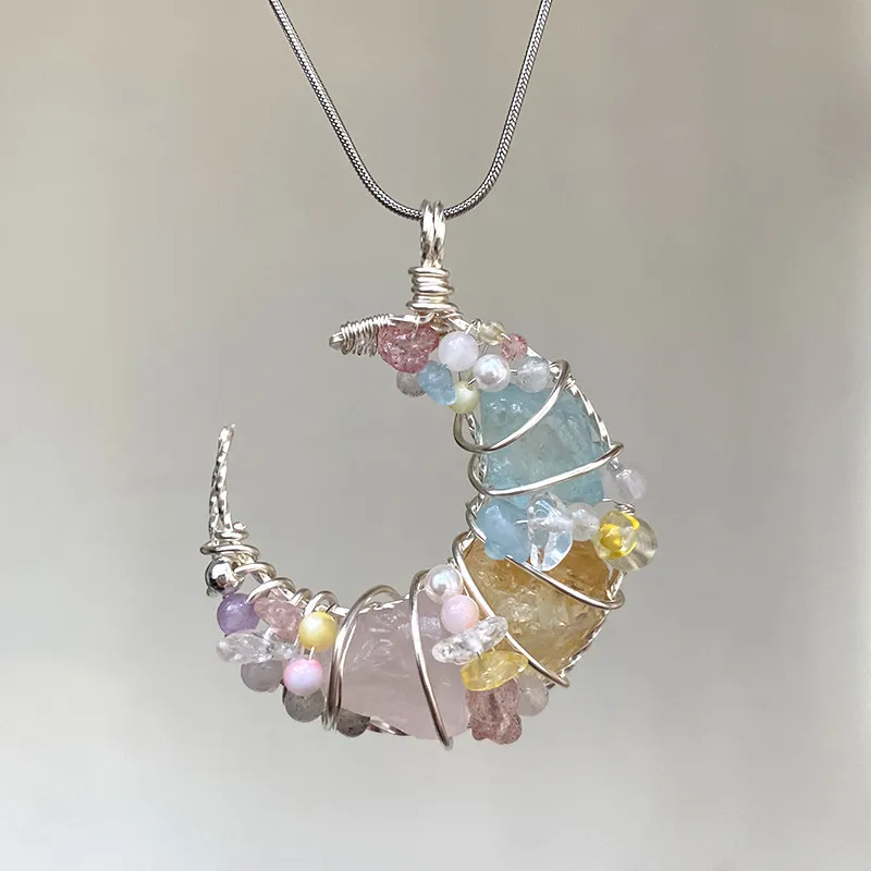 Hisera Aquamarine Amethyst Pink White Crystal Crystal Jewelry