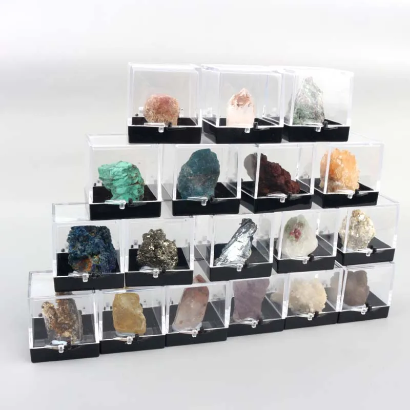 Natural Gemstone Rock Crystal Mineral Quartz Specimen Boxes - Fossil Sample Collection
