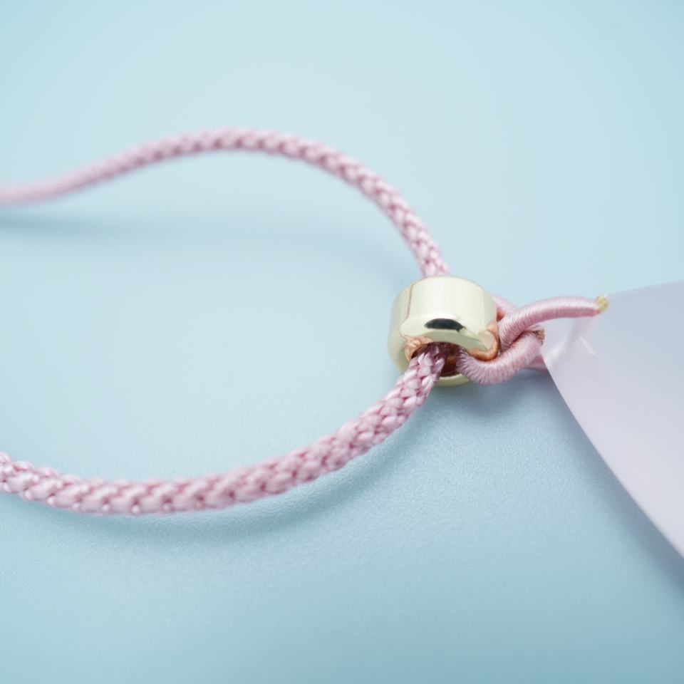 Water Drop Pink Crystal Pendant Necklace - Handmade Woven Ro