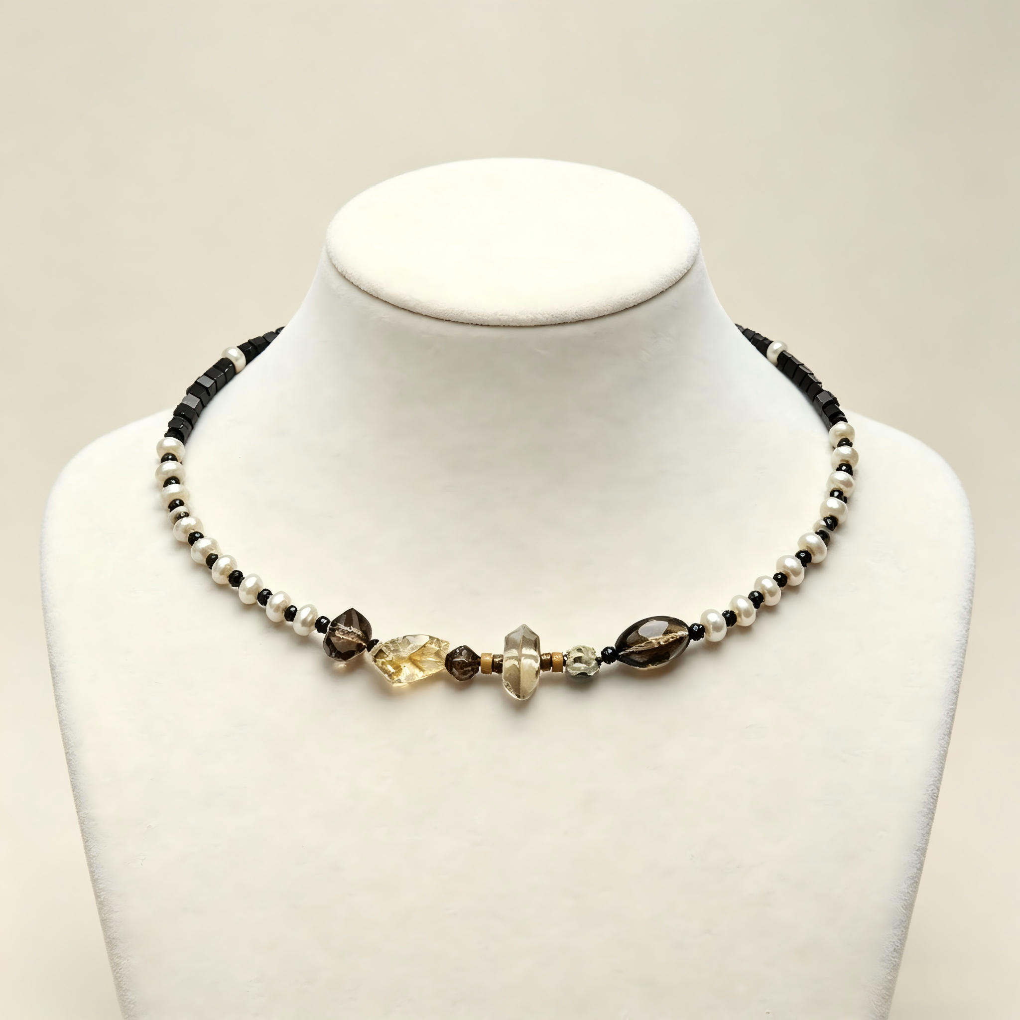 Handmade Natural Crystal Pearl Beaded Necklace
