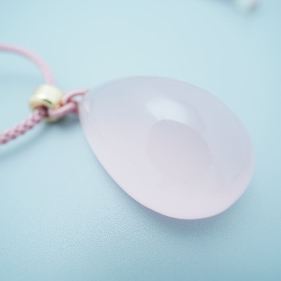 Water Drop Pink Crystal Pendant Necklace - Handmade Woven Ro