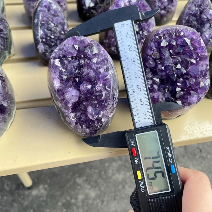 Natural Amethyst Geode Cluster Raw Purple Quartz Crystal Druzy - Premium