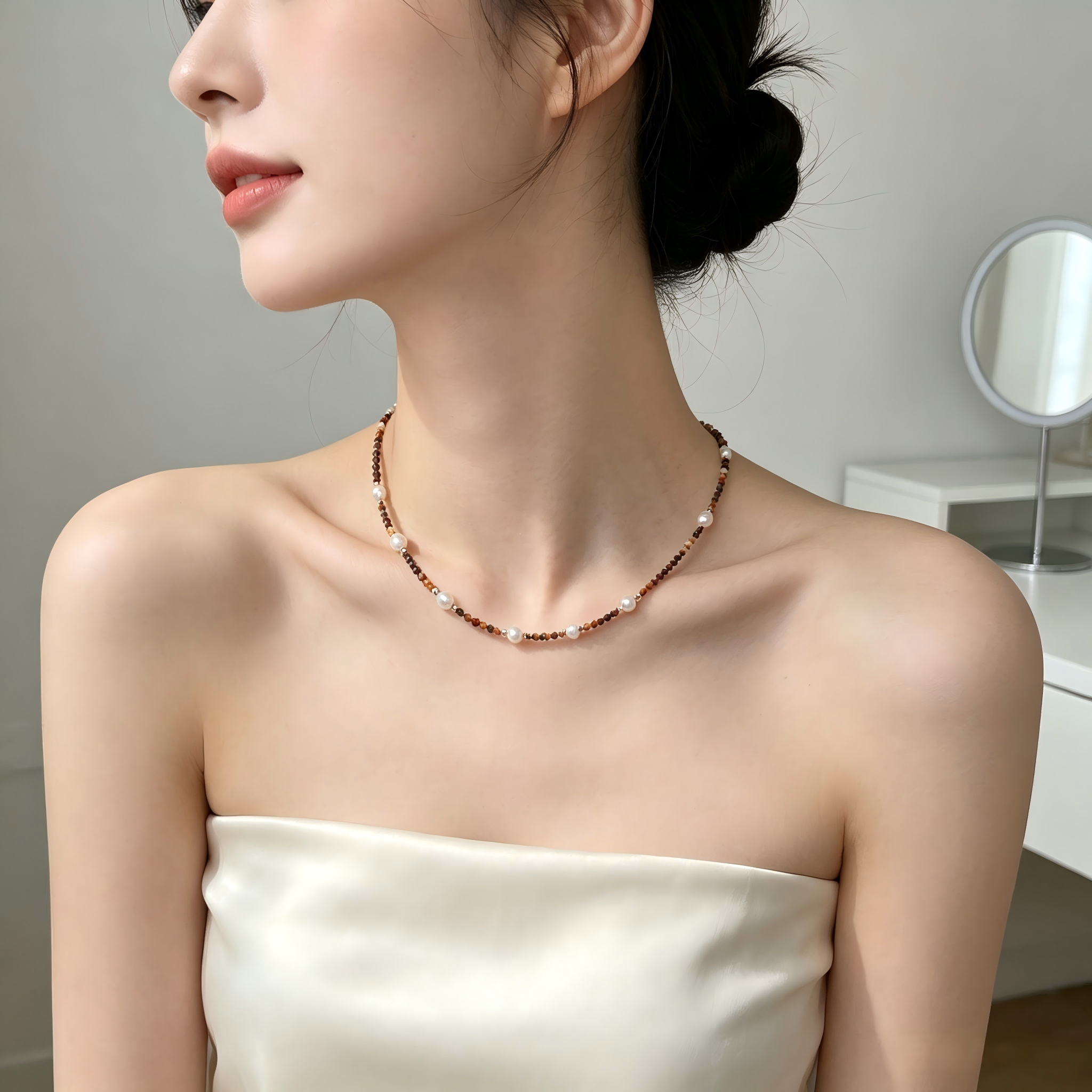 Bohemian Natural Stone Pearl Beaded Necklace