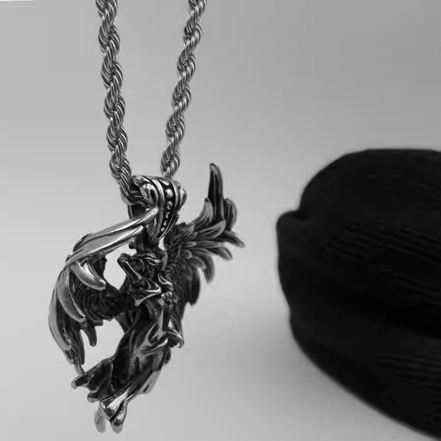 Hisera Retro Angel Wing Titanium Steel Crystal Jewelry