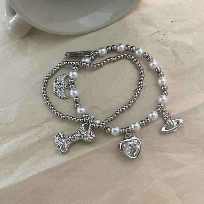 Hisera Light Luxury Bone Saturn Double Crystal Jewelry