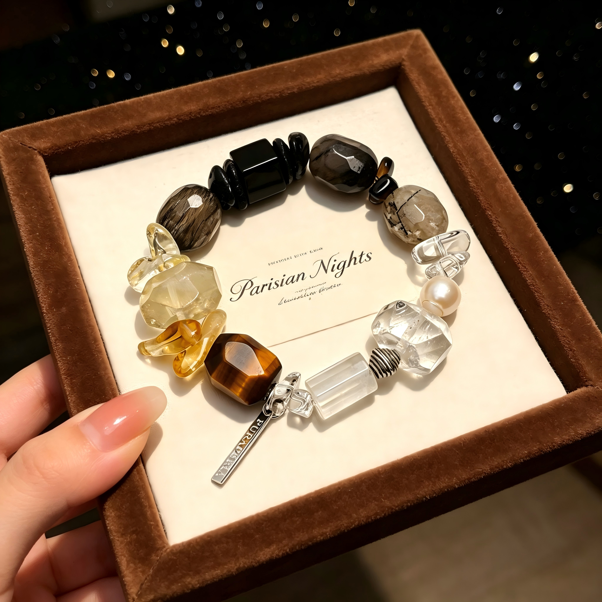 Handmade Earth Tone Mixed Crystal Bracelet