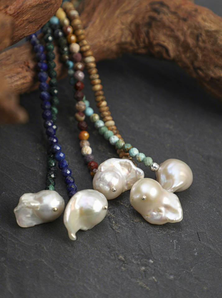 Hisera Lapis Lazuli Beaded Bracelet - Freshwater Pearl Tungs