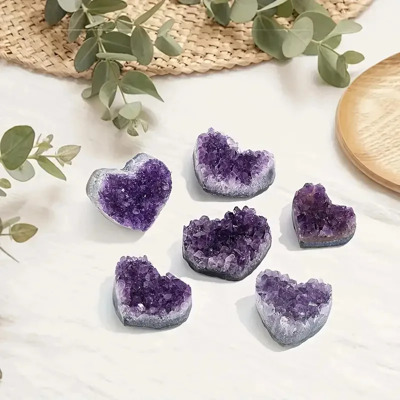Amethyst Natural Crystal Quartz Heart Shape - Energy Healing Stone