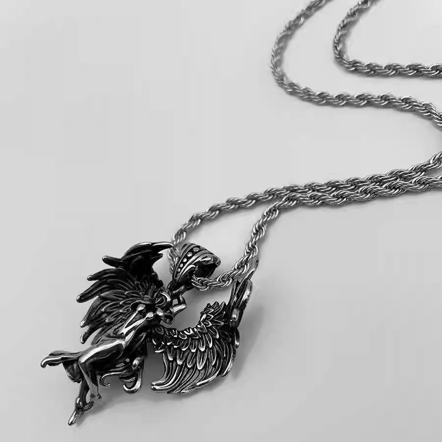 Hisera Retro Angel Wing Titanium Steel Crystal Jewelry