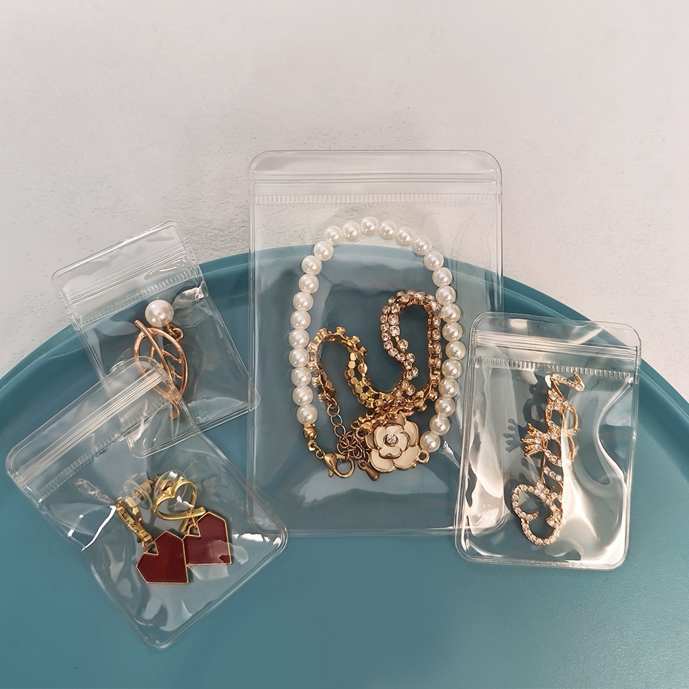 Hisera Pvc Rectangular Ziplock Self Sealing Crystal Jewelry