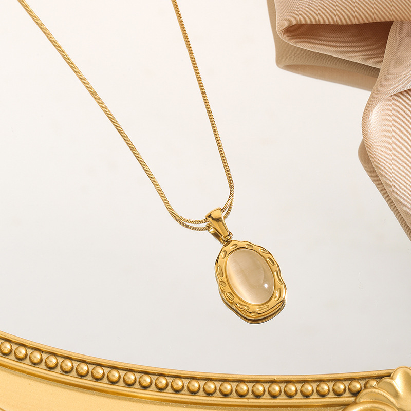 Hisera High End Trendy Oval Cat Crystal Jewelry