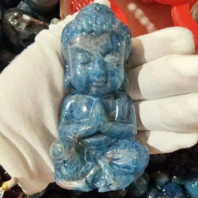 High Quality Blue Apatite Buddha Statue - Crystal Craft Healing Decor