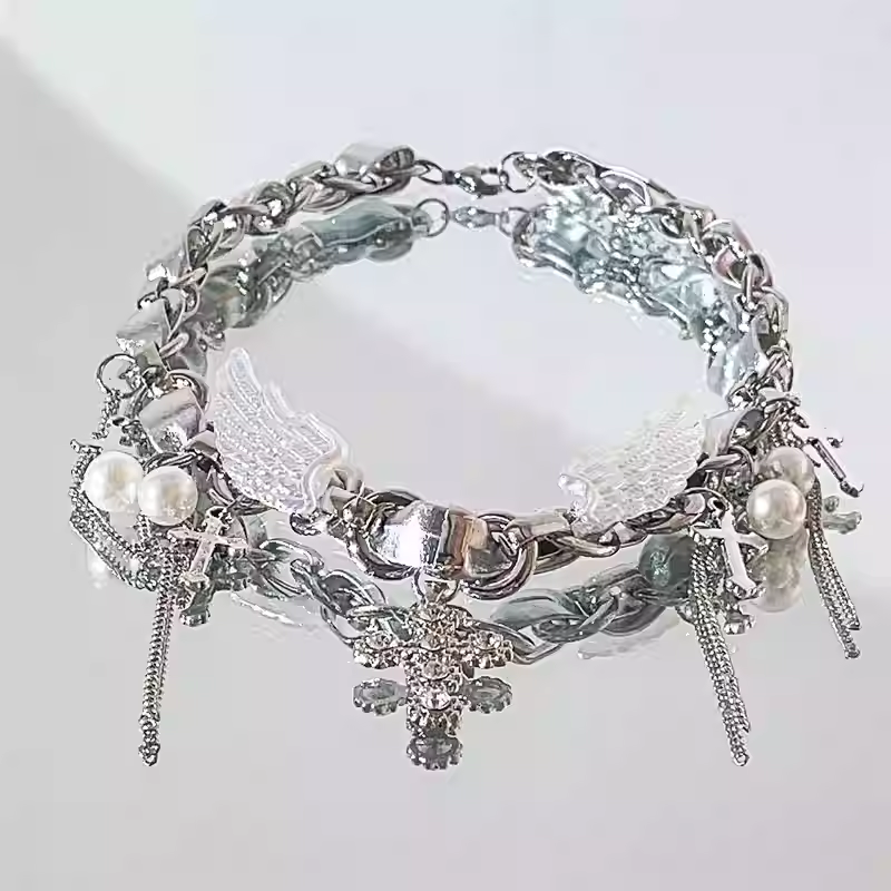 Hisera Stylish Wing Cross Alloy Chokers Crystal Jewelry