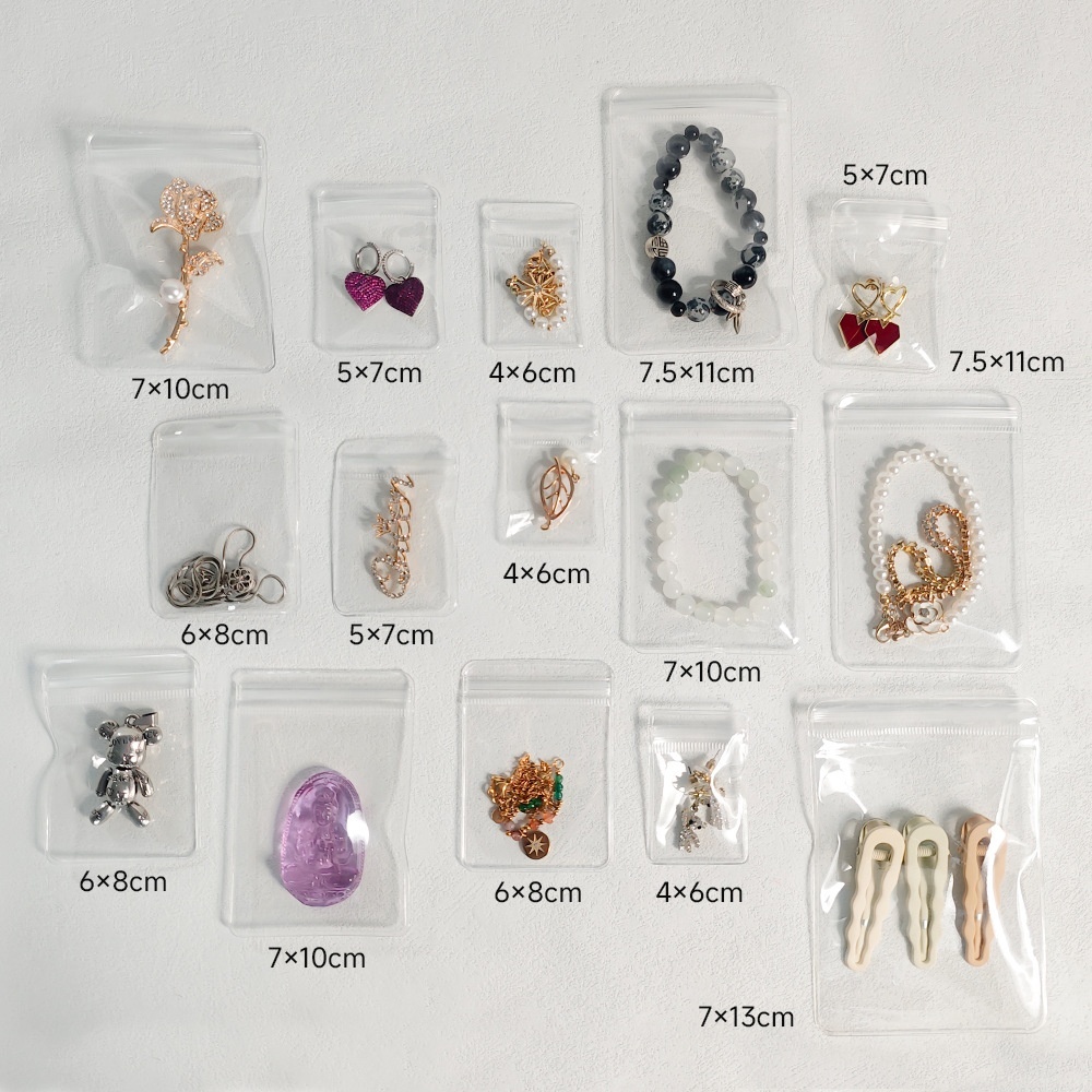 Hisera Pvc Rectangular Ziplock Self Sealing Crystal Jewelry