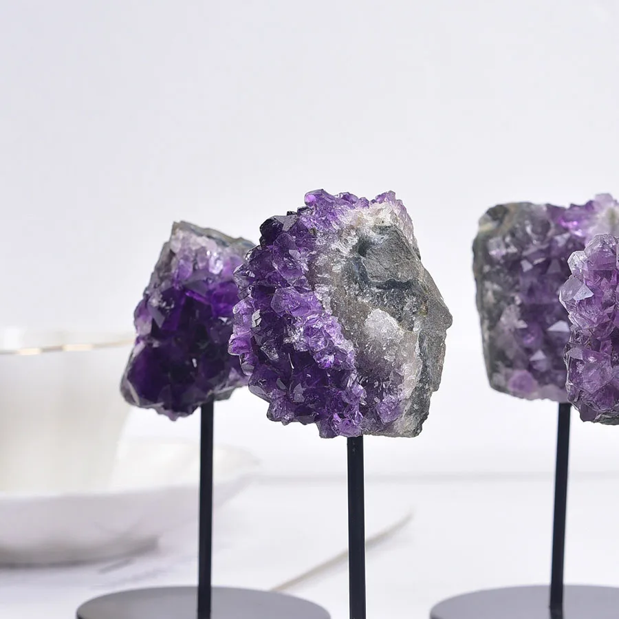 Natural Irregular Gemstone Mineral Purple Amethyst Cluster - Ornament Art