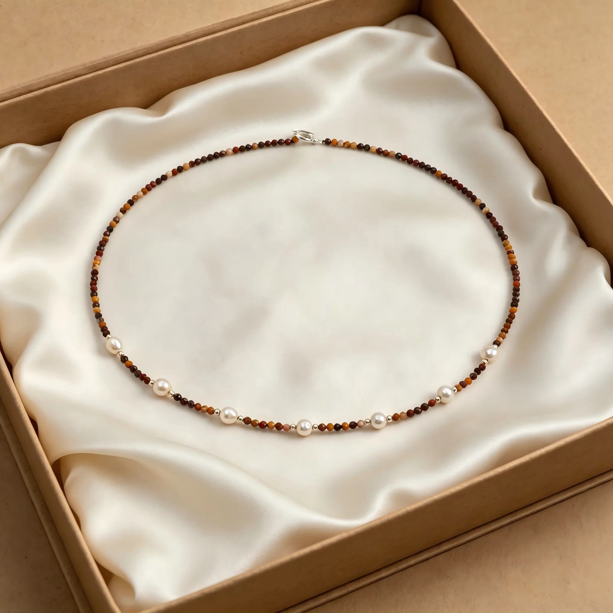 Women Natural Stone Pearl Beaded Necklace