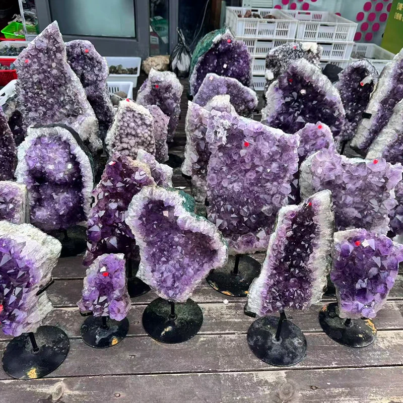 Natural Uruguay Amethyst Cluster Geode - Healing Crystals Stone Specimen