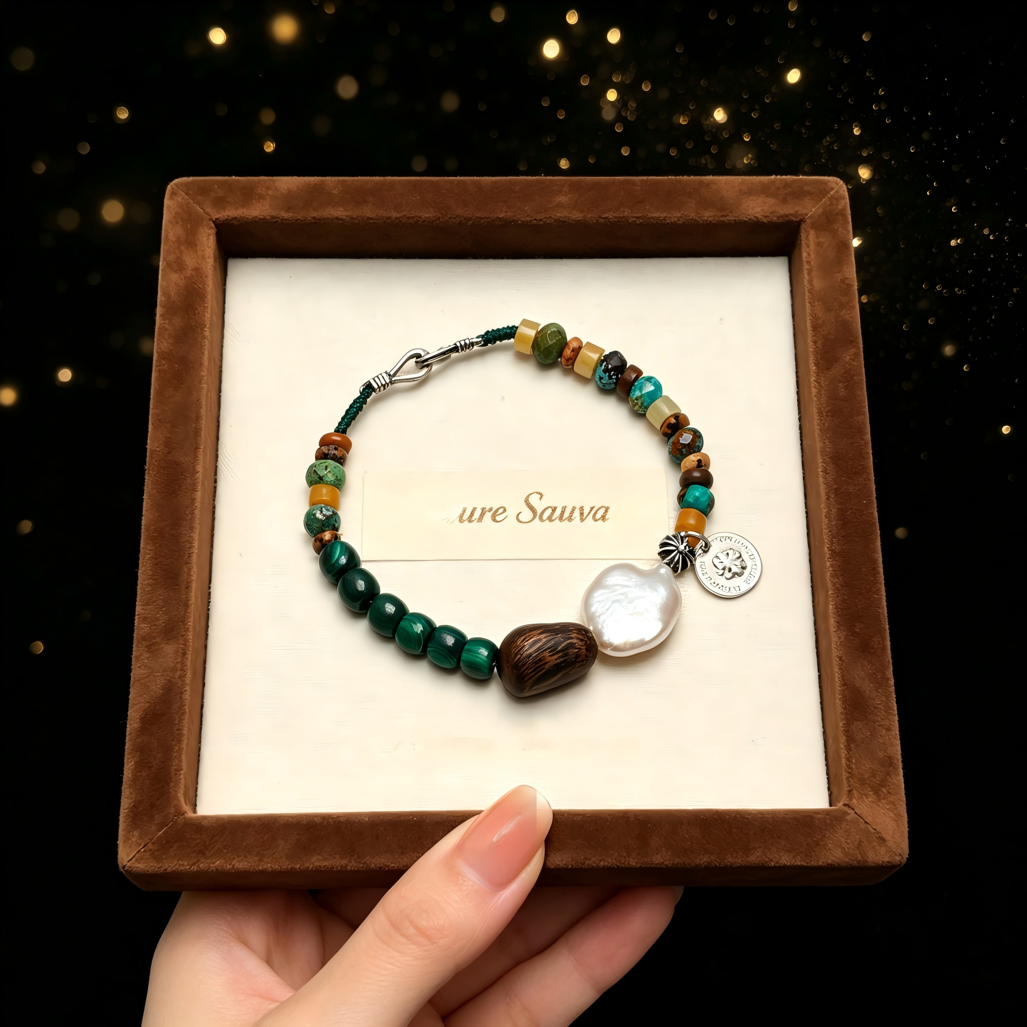 Ethnic Style Natural Stone Bracelet Malachite
