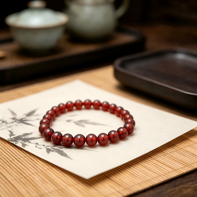 Natural Orange Pomegranate Crystal Bracelet 8mm - Healing En