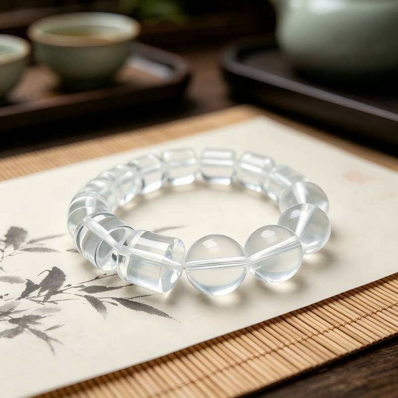 Natural White Clear Quartz Trendy Ball Bracelet - Luck & Pos