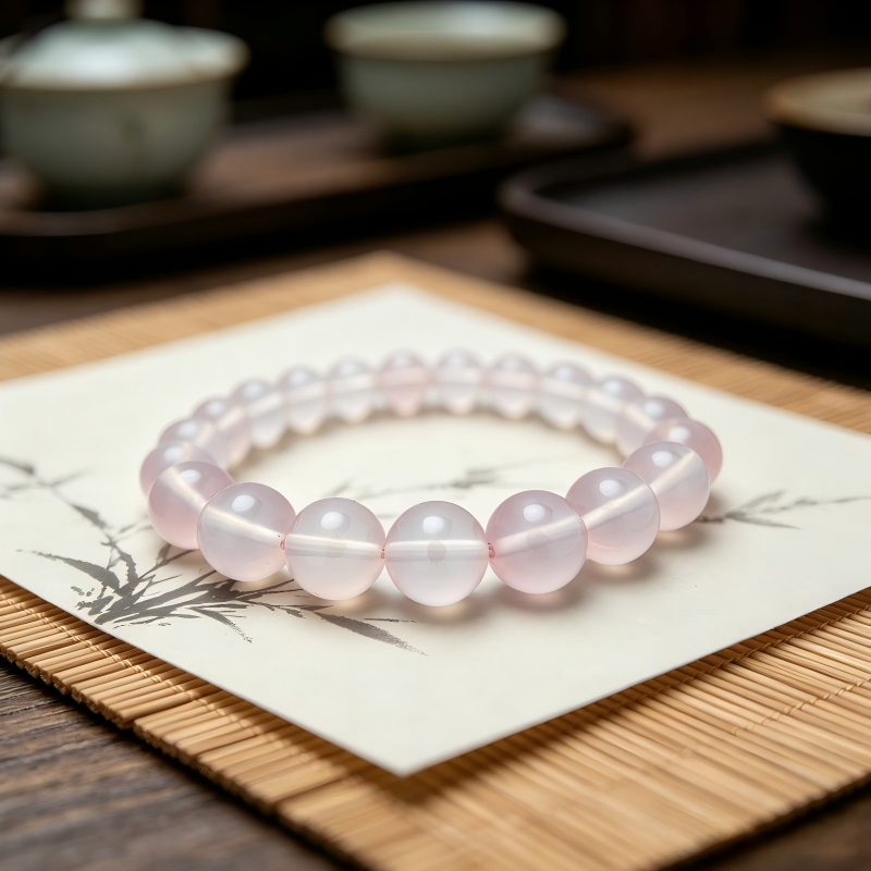 8mm Pink Transparent Crystal Bracelet - Love Charm Energy St