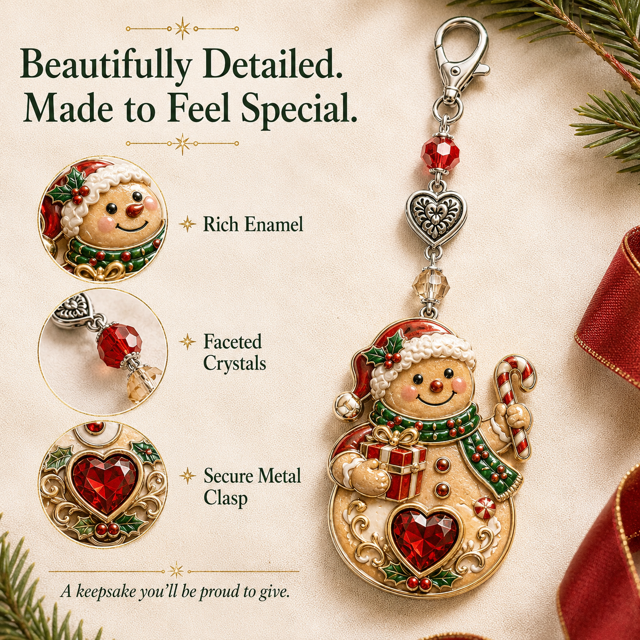 🎄A Christmas Keepsake She’ll Carry All Year Long – Keychain & Greeting Card Set
