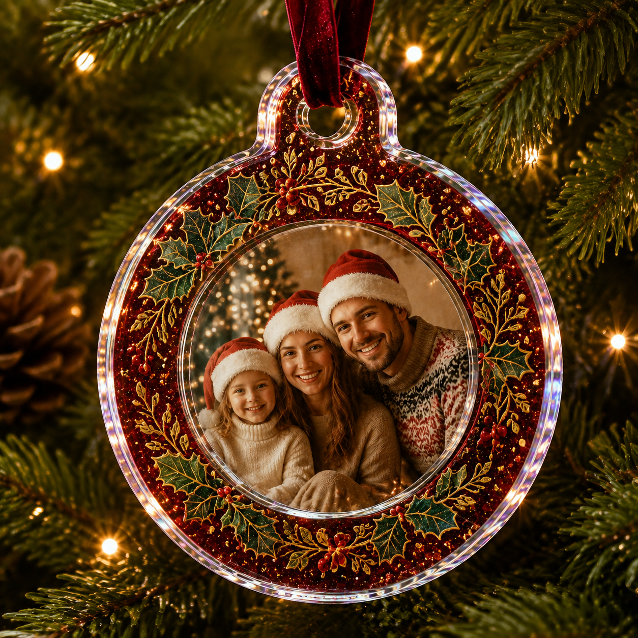 🎄Christmas Acrylic Photo Frame Ornament – Insert Your Own Photo Hanging Tree Decoration