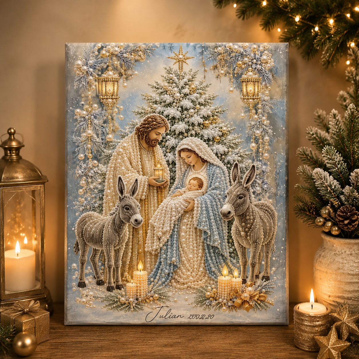 🎄  Premium 3D Diamond Jesus Birth Nativity Scene Painting Art Kit | Luxury Flocked Canvas with Scratch-Resistant Non-Fading Diamond Beads DIY Christmas Faith Decor 🌟✝️💎