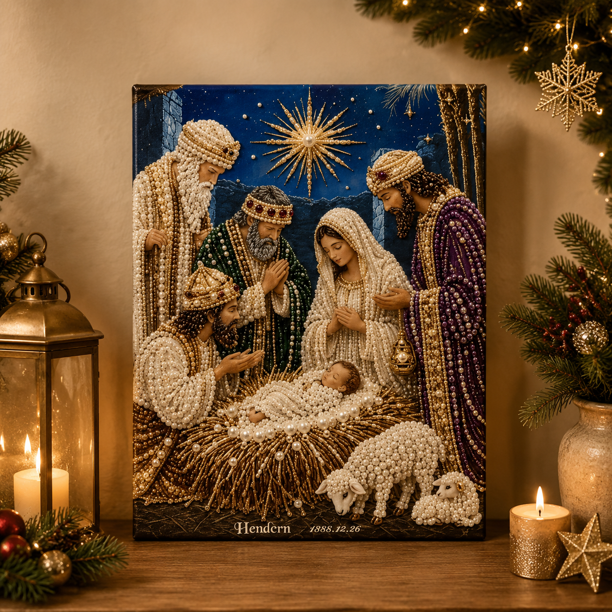 🎄  Premium 3D Diamond Jesus Birth Nativity Scene Painting Art Kit | Luxury Flocked Canvas with Scratch-Resistant Non-Fading Diamond Beads DIY Christmas Faith Decor 🌟✝️💎