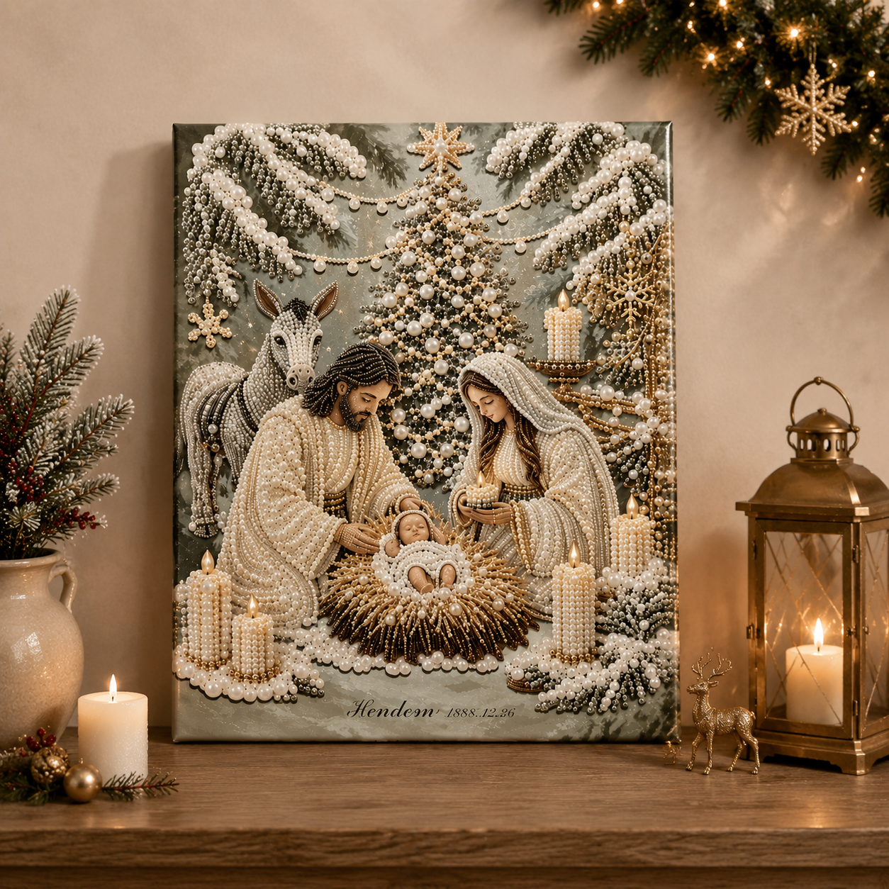 🎄  Premium 3D Diamond Jesus Birth Nativity Scene Painting Art Kit | Luxury Flocked Canvas with Scratch-Resistant Non-Fading Diamond Beads DIY Christmas Faith Decor 🌟✝️💎