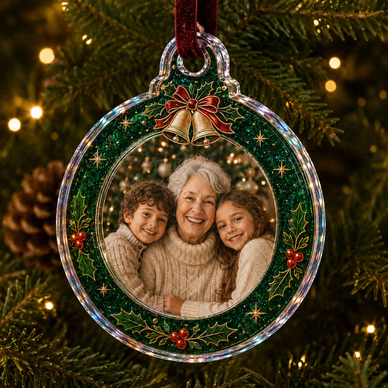 🎄Christmas Acrylic Photo Frame Ornament – Insert Your Own Photo Hanging Tree Decoration