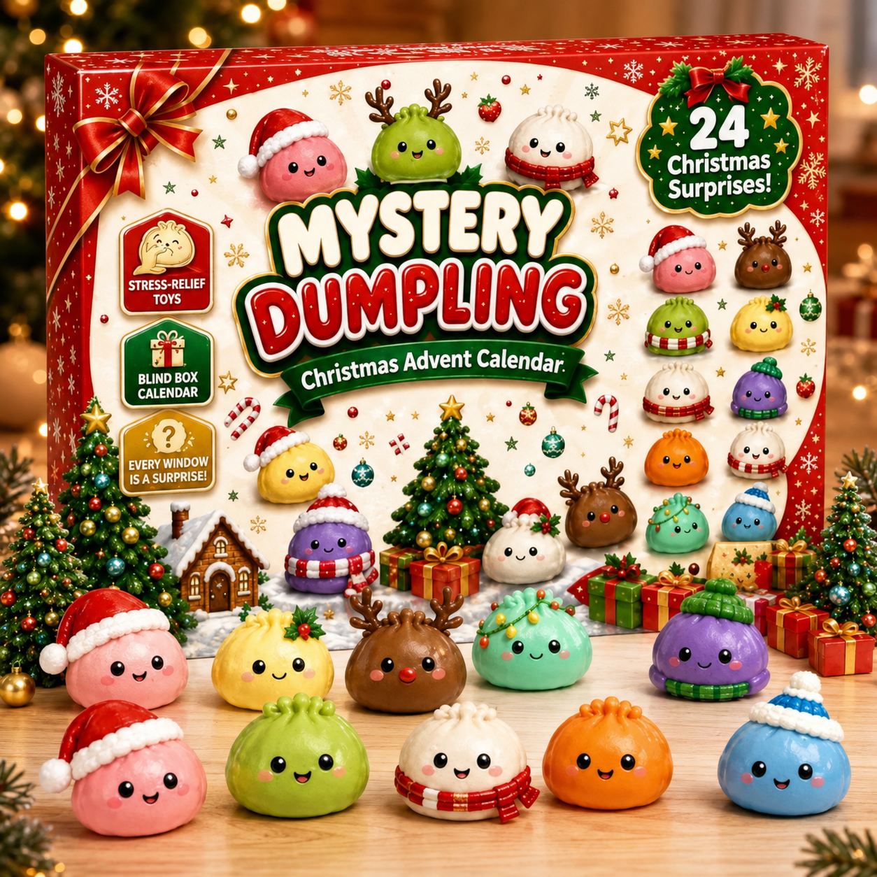 🎅2026 Christmas Squishy Advent Calendar - 24 Days Dumpling Squishies Toys