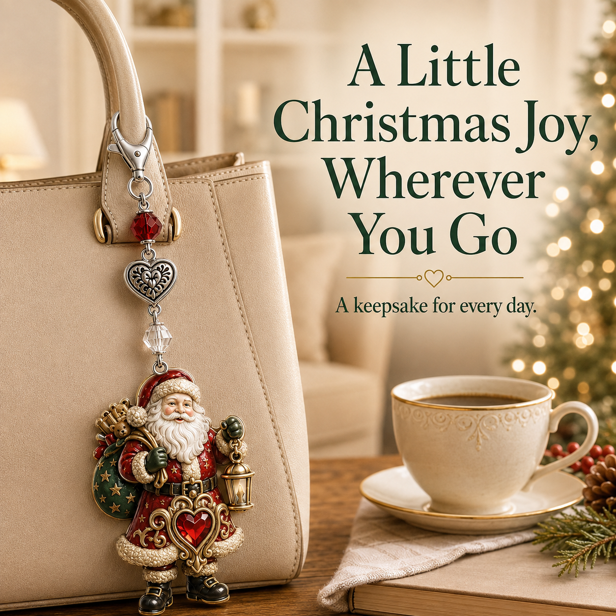 🎄A Christmas Keepsake She’ll Carry All Year Long – Keychain & Greeting Card Set