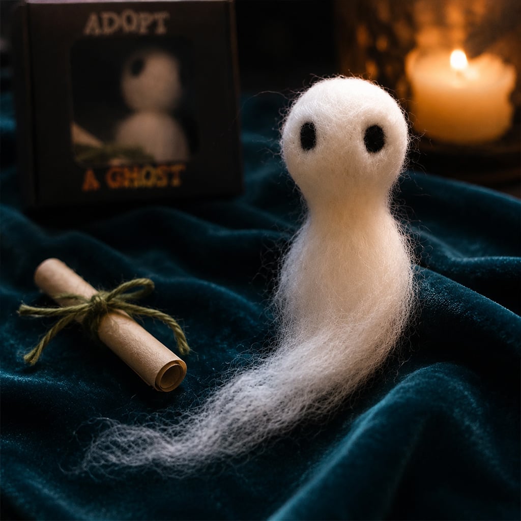 Ghost in a softly spooky candlelit display