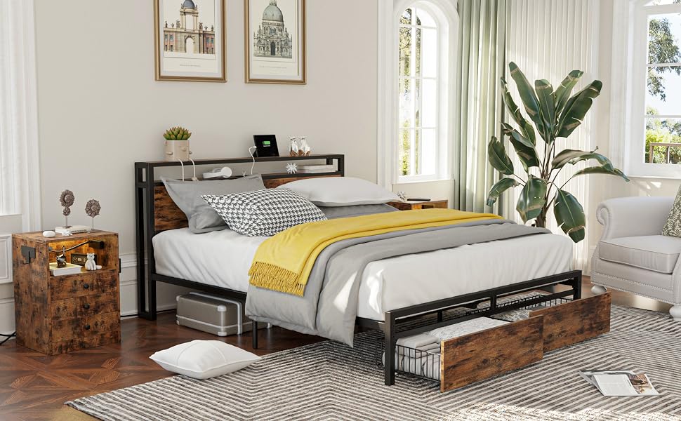 industrial bed frame queen 