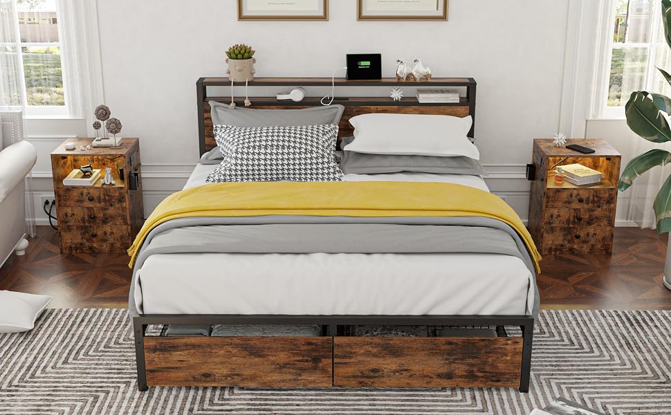 bed with drawers