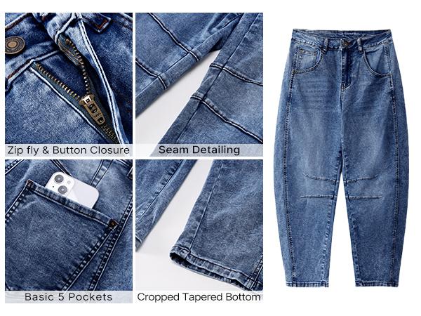 Women's High Waisted Cropped Wide Leg Denim