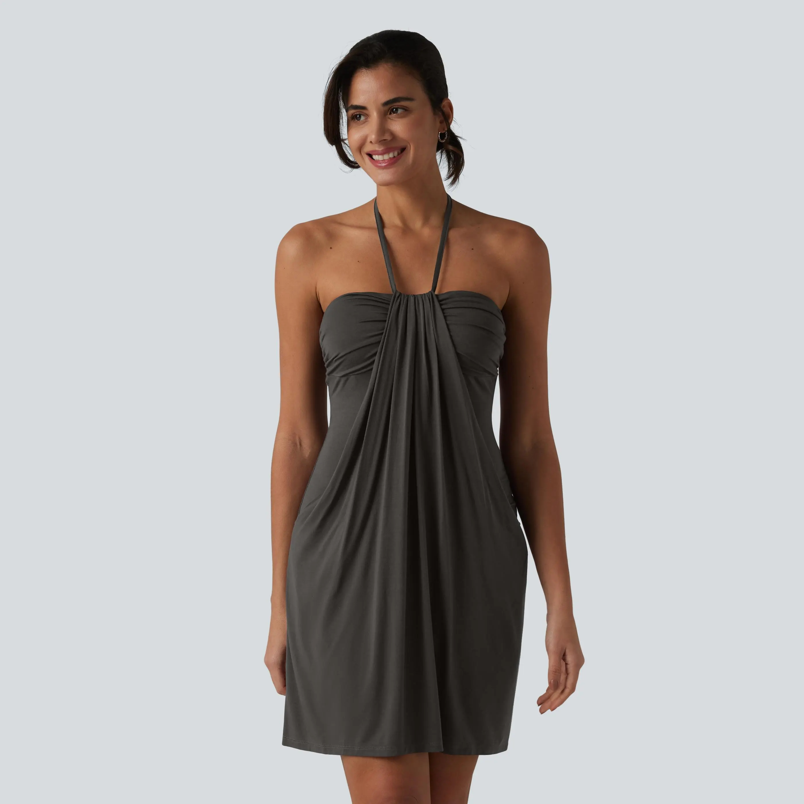 ⚡FINAL SALE⚡- Halter Tie Back Mini Resort Dress with Pockets