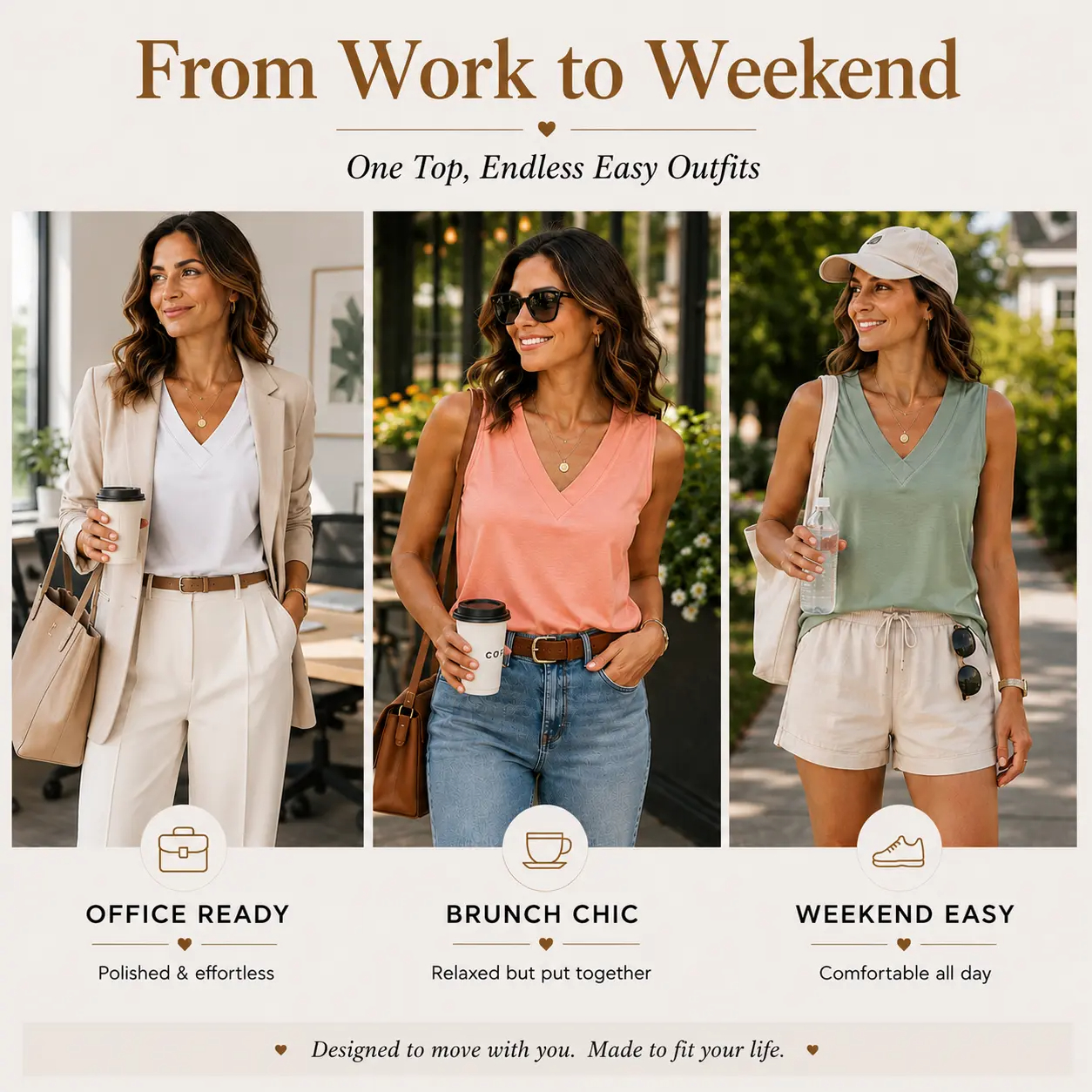 ⚡FINAL SALE⚡- Women's Sleeveless Basic Casual V Neck Tops Short
