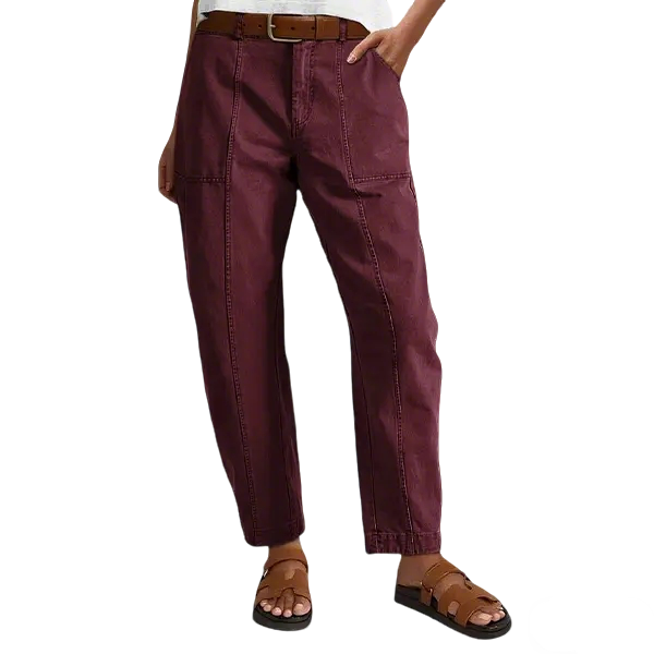 💝Last Day Promotion⚡- Solid Mid-Rise Baby Barrel Pants, High Stretch, Deep Pockets