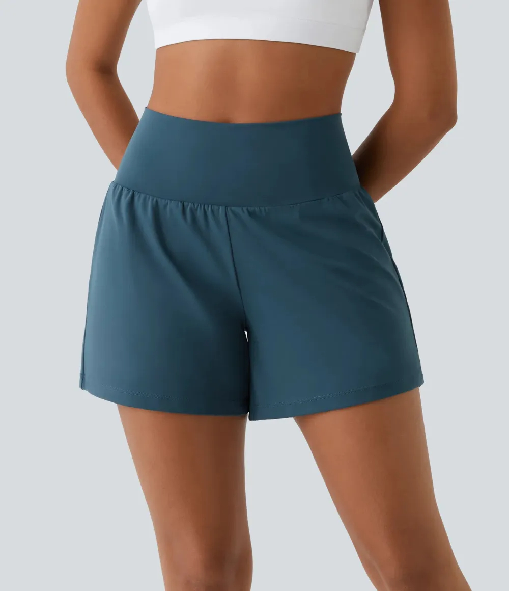 🔥Summer Clearance Sale🔥Women's 2-in-1 Super High-Waisted Yoga Shorts – Business Casual Yoga Dress Pants with Pockets