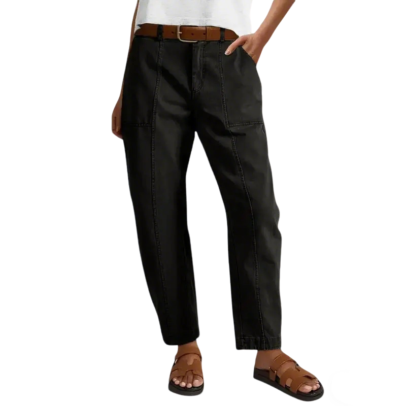 💝Last Day Promotion⚡- Solid Mid-Rise Baby Barrel Pants, High Stretch, Deep Pockets